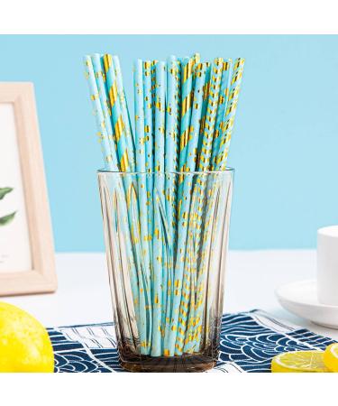 Disposable Paper Straw degradable Paper Straw Party Straw Bronzing Series 100 pcs Heavy cord 0.6*19.7cm - Buy Online on GoSupps.com