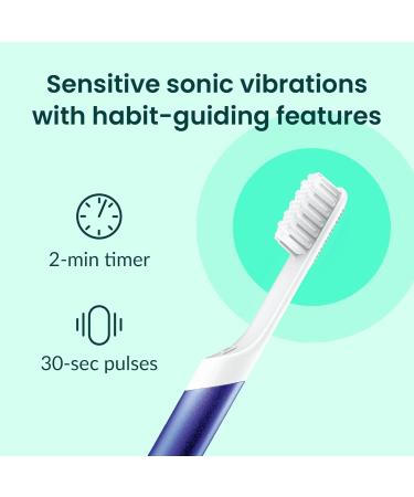 Quip Sonic Toothbrush for Adults - Electric with Timer Extra Brush Head & Travel Cover - Indigo Soft Bristle Toothbrush with 3 Month Battery Life - Buy Online on GoSupps.com