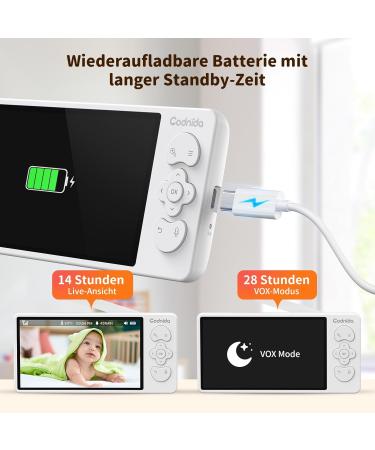 5.5 Inch Baby Monitor with 3MP HD Camera | Babyfon with Motion Detection 2-Way Audio Night Vision & Temperature Alarm - Buy Online on GoSupps.com