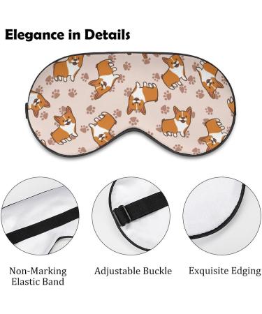 Cartoon Corgis Sleep Mask Eye Cover for Sleeping Blindfold with Adjustable Strap Blocks Light Night Travel Nap for Men Women - Buy Online on GoSupps.com