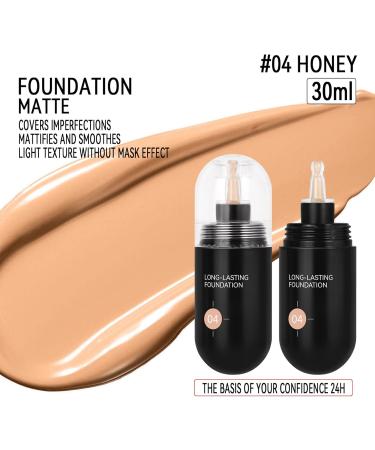 Full Coverage Liquid Foundation - Matte Liquid Foundation 30ml Moisturizing Anti-Shine Makeup Base for Skin Types - Buy Online on GoSupps.com