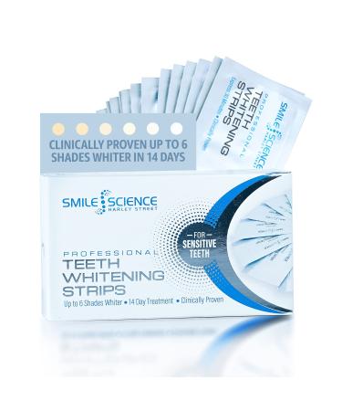 Smile Science Harley Street - Professional Teeth Whitening Strips - 28 Strips - Up to 6 Shades Whiter in 14 Days - 100% Enamel Safe - Vegan - Stain Remover for Teeth - Clinically Proven