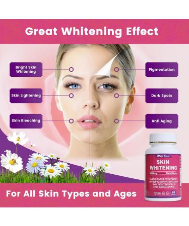 8000mg Glutathione Skin Whitening Tablets | Lighten Dark Spots & Acne Scars | 60 Tablets Supplement - Buy Online on GoSupps.com
