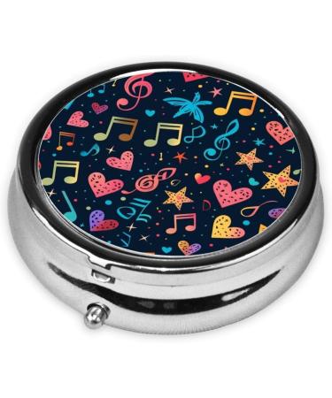 Dynamic Musical Notes Portable Metal Pill Box - Round Mini 3-Compartment - Ideal for Travel & Small Pills - Buy Online on GoSupps.com