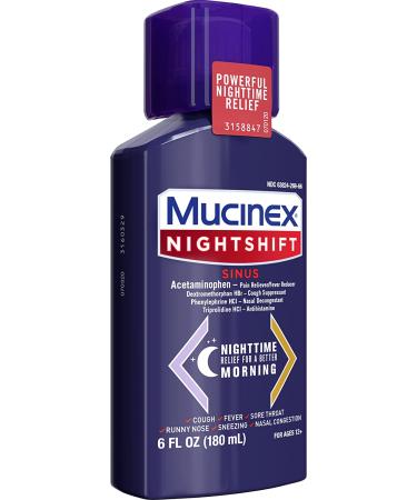 MUCINEX Nightshift Sinus 6 fl. oz. - Fever, Sore Throat, Runny Nose Relief | Nasal Congestion & Cough Control - Buy Online on GoSupps.com