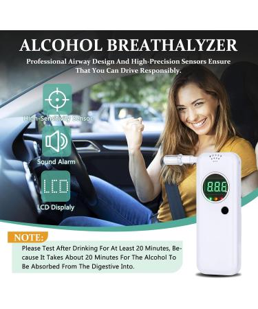 Chaoos Breathalyzer - Portable Professional High Precision Alcohol Tester with LCD Digital Display and 20 Mouthpieces, Ideal for Personal and Professional Use - White - Buy Online on GoSupps.com