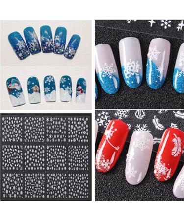 Frcolor 12 Sheets 3D Nail Stickers Christmas Snowflake Nail Art Stickers Nail Art Slices Glitters DIY Decorations - Buy Online on GoSupps.com
