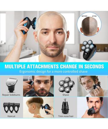 Sakioo Electric Head Shaver for Bald Men - 6 in 1 Waterproof Cordless Razor with LED Display - Ultimate Bald Head Care Kit - Buy Online on GoSupps.com