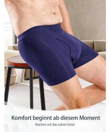 Buy 3 Piece Men's Incontinence Pants | Washable Absorbent Boxers Shorts | XXL Cotton Underwear for Urine Protection - Blue - Buy Online on GoSupps.com