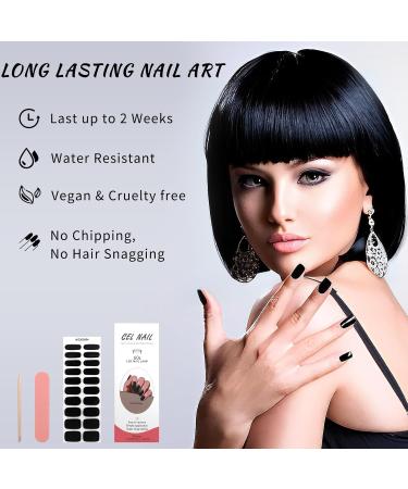 Gel Nail Stickers Semi Cured Gel Nails Wraps Set - 20 Pc. Salon Quality Manicure & Pedicure Kit - Black - Buy Online on GoSupps.com