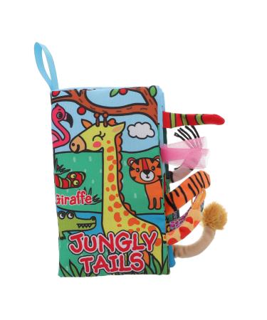 Iwowhero tail towel book Animal-design Washable sensory toys baby gripping toys baby toys interactive fabric book animal book Baby-fabric book Education book child peach skin colored a 22x12cm