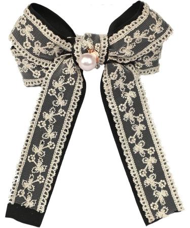 Women Hair Bow Clip French Barrette Bowknot Large Bow Hair Pins Hair Ribbons Fashion Long Tail Hair Bow Bow Decor Hair Clip Party Weeding Hair Bow Bridal Bridesmaid Shower Hair Accessories Black - Buy Online on GoSupps.com