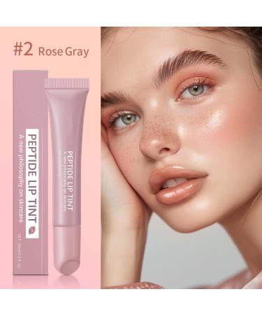 Glossy Plumping Peptide Lip Gloss Lip Butter Balm High-Shine Nude Lip Glow Oil (Rose Gray 10ml) - Buy Online on GoSupps.com