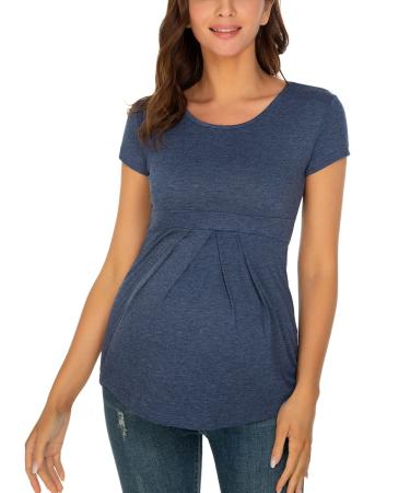 Love2Mi Nursing Shirt Women's Maternity Stop Maternity Maternity Nursing Maternity Top Layered Design Wrap Layer S-navy M