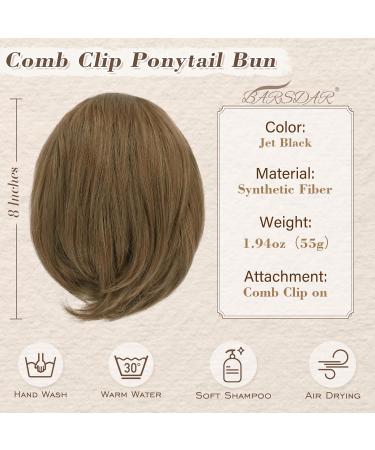 BARSDAR Reades Haardut Extension | Kamm Clip Short Pferance Hair Dutt | Synthetic Chignon for Women - Brown & Blonde Mixed 20cm - Buy Online on GoSupps.com
