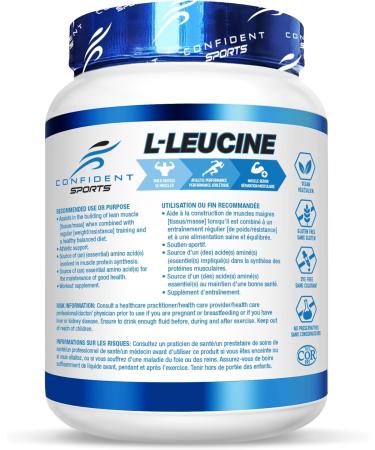 Confident Sports Leucine Supplement - 100% Ultra-Pure L-LEUCINE Supplements for Muscle Growth - Essential Amino Acids Supplement for Post-Workout Recovery - 450 Gram - 150 Servings -150 Day Supply - Buy Online on GoSupps.com