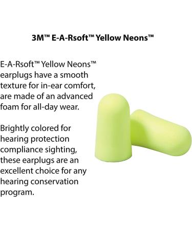 3M Ear Plugs 200 Pairs/Box E-A-Rsoft Yellow Neons 312-1250 Uncorded Foam NRR 33 - Ideal for Drilling, Grinding, Welding & More - Buy Online on GoSupps.com