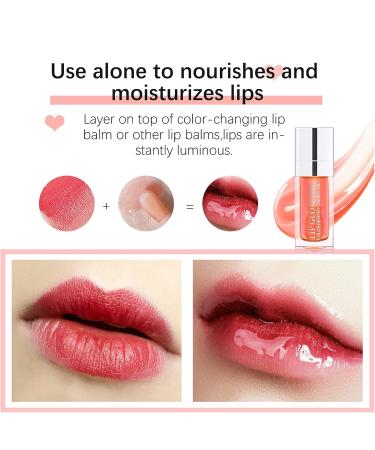 Plumping Lip Oil Hydrating Gloss Tinted Balm Transparent Lip Care - Pink Raspberry Glitter Shine, Long Lasting Moisture, Nourishing Formula - Non-Sticky with Big Brush Head - Buy Online on GoSupps.com