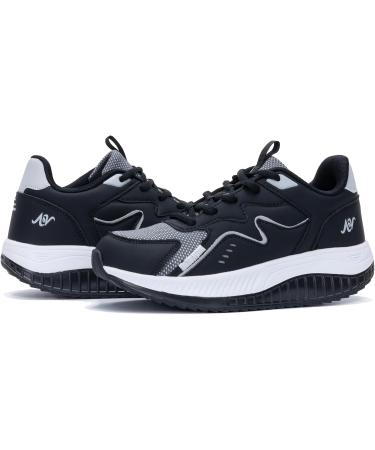 Women's Walking Shoes with Arch Support | Plantar Fasciitis Sneakers for Pain Relief - Black/Grey Tennis 7 - Buy Online on GoSupps.com