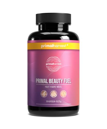 Primal Harvest Beauty fuel - skin hair (30 capsules) - hyaluronic acid - vitamins biotin zinc and L -cystin for women and men - patented active ingredient Nutrabiol original
