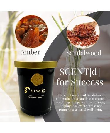 Elevated Amber & Sandalwood Soy Candle | 9.1oz | Long Burning 70h | Essential Oils in Glass Jar | International Shipping Available - Buy Online on GoSupps.com