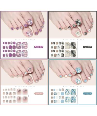 8 Sheets 3D Gel Toenail Stickers Semi Cured Toe Nail Strips Glitter Flower Marble Full Toe Wraps Stickers Gel Nail Polish Decals Supplies for Women Girls Manicure Decoration - Buy Online on GoSupps.com