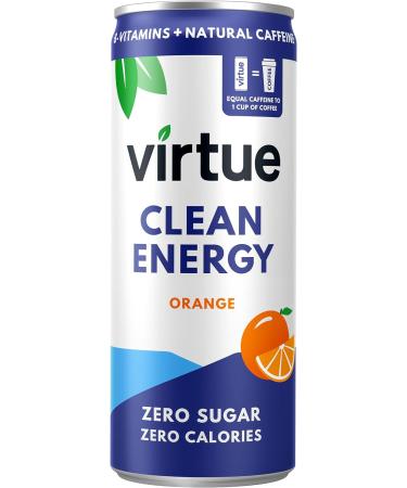 Virtue Clean Energy - Natural Energy Drink - Sugar Free Zero Calories Vegan Keto Friendly Gluten Free Vitamin B (Orange 12 x 250ml) Orange 250 ml (Pack of 12) - Buy Online on GoSupps.com