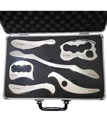 Gua Sha Shai Medical Grade Stainless Steel Gua Sha Massage Tool Set - Iastm Tool -Great Mobilization Tool Reduction Muscle Pain (6PCS SET)