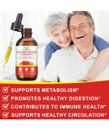 Cayenne Pepper Drops Supplement Liquid with Hawthorn Berry Vitamin D3 K2 Beet Root Powder Ceylon Cinnamon Turmeric Curcumin Gentle Formula Easily Absorbed 60ml - Buy Online on GoSupps.com