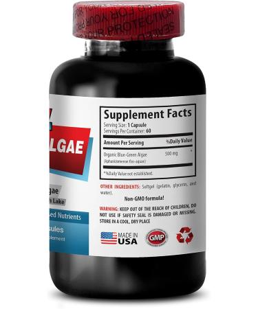 Premium Herbal Supplement - Klamath Blue Green Algae 500mg - Increase Energy Levels Improve Digestion and Enhance Immune System spirulina Capsules antioxidant Nutritional Supplements 1Bot 60Caps - Buy Online on GoSupps.com