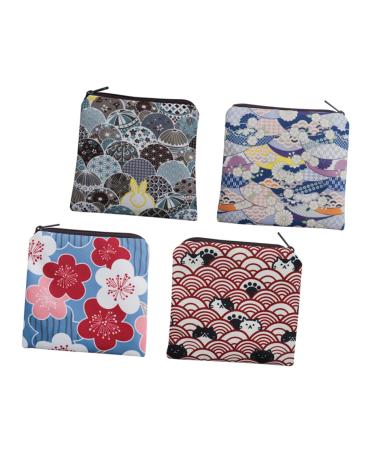 Gleavi 4 pieces Storage bags for women's bandages Bag -money exchange Organizer for women bands Small wallet containers for panty liners polyester student organizer caricature