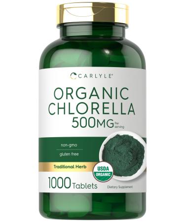 Carlyle Chlorella Tablets Organic 500 mg | 1000 Count | Vegetarian Non-GMO and Gluten Free Supplement
