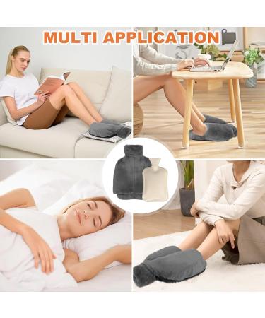 Buy MxTimwan 2-in-1 Electric-Free Foot Warmer | 38x32cm Hot Water Bottle & Heating Pad for Men & Women - Soft Gray - Ideal for Office Use - Buy Online on GoSupps.com