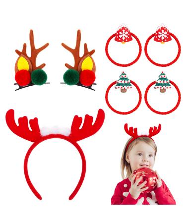 7 pieces Christmas hair jewelry set Christmas reindeer anti -hair clip girl hair tie Christmas hairy hairy hairyards for baby children