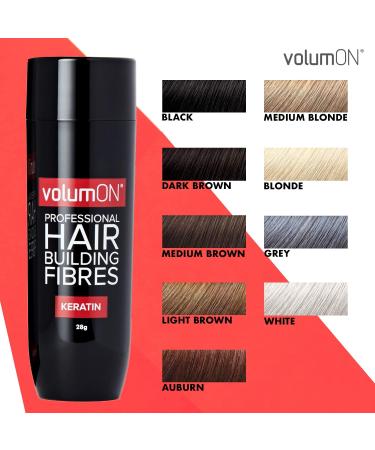 Volumon Professional Hair Building Fibres - 28g Keratin Hair Loss Concealer - Grey Shade - Up to 30 Uses - Choose from 8 Colors - Buy Online on GoSupps.com
