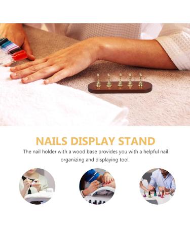 Baluue Nail Stand for Press on Nail Holder for Painting Nails Wood Nail Display Stand for False Nail Tip Manicure Tool Nail Art Display Home Salon Gold - Buy Online on GoSupps.com