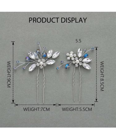 Jeairts Rhinestone Flower Hair Pins - Pearl Bridal Headpiece with Blue Beads - Wedding Hair Accessories for Brides - Buy Online on GoSupps.com