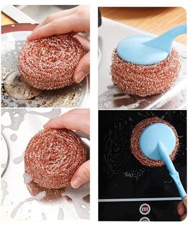 Copper Scourers - Cleaning Scourers & Sponges | Copper Pad Dish Scrubbers | Copper Heavy Duty Scrubbing Brush | Cleaning Brush Pots | Non-Stick Pot Copper Wire | Kitchen Cleaning Metal Dish Scrubber - Buy Online on GoSupps.com