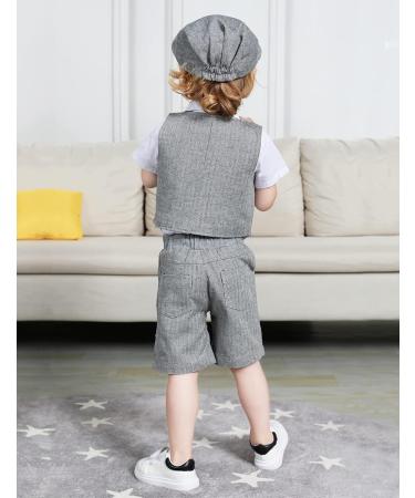 Mint Green 4pcs Baby Boy Gentleman Suit Set | Shirt, Bowtie, Waistcoat, Trousers, Hat | 2-3 Years Grey Black - Buy Online on GoSupps.com