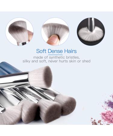Premium Synthetic Makeup Brush Kit | Blending Face Powder Blusher Concealer & Eyeshadow Brushes - Blue - Buy Online on GoSupps.com