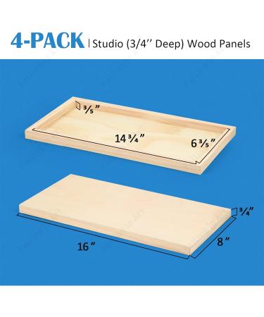 Falling in Art 8x16 Birch Wood Panels Kit - 4 Pack Studio Cradle Boards for Painting, Pouring Art, Crafts & Burning - 3/4 Deep Wooden Canvas - Buy Online on GoSupps.com