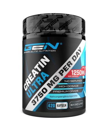 Creatine Ultra Caps - 420 capsules with 1250 mg of pure creatine monohydrate - Premium: Ultrafein + mesh factor of 200 - high -dosed - laboratory test 420 pieces (1 Pack) - Buy Online on GoSupps.com