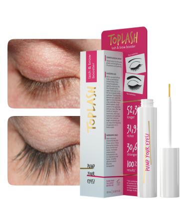TOPLASH Eyelash Growth Serum - Innovative Eyelash and Eyebrow Growth Serum for Longer  Thicker  Fuller Brows & Lash Boost - Natural  Cruelty-Free & Hypoallergenic - 0.10 fl.oz. 0.1 Fl Oz (Pack of 1)