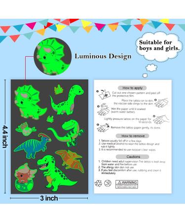 Cerlaza 220 Styles Luminous Temporary Tattoos for Kids - Unicorn, Dinosaurs, Pirate, Space, Mermaid Stickers - Party Favors for Boys & Girls - 20 Sheets - Buy Online on GoSupps.com