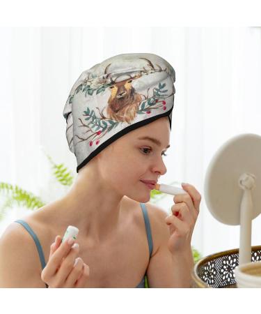 Classy Deer Microfiber Hair Towel Wrap Soft Super Absorbent Coral Velvet Quick Dry Cap for Long Curly & Thick Hair - Perfect for Women - Buy Online on GoSupps.com
