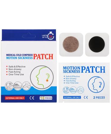 Motion Sickness Patches - Fast-Acting Nausea Relief for Travel Cars Ships Airplanes - Natural Herbal Formula - Non-Drowsy - Waterproof - Cruise Essentials (10 Count) 10 Count(Pack of 1)