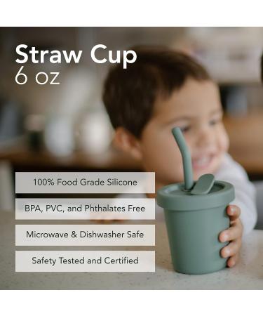 Silicone 6 Oz Straw Cup in Almond | Spill-Proof & Non-Slip | Dishwasher Safe - Buy Online on GoSupps.com