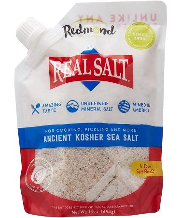 Redmond Real Kosher Salt - 16 oz Pouch (3 Pack) | Pure, Natural Seasoning - Buy Online on GoSupps.com