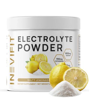 INEVIFIT Salty Lemonade Electrolyte Powder - Hydration & Recovery | Keto-Friendly Zero Sugar Stevia Sweetened | Sodium Potassium & Magnesium | Replenish Electrolytes | 30 Servings