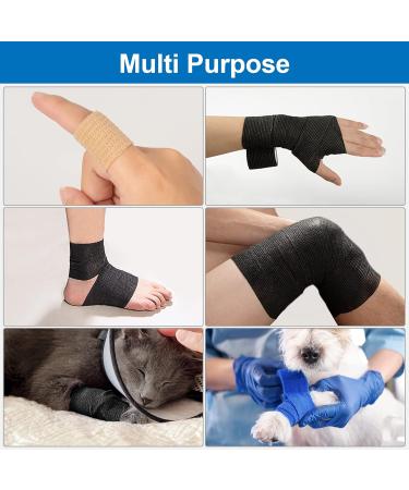 9 Roll Self-Adhesive Cohesive Bandage - 5cm x 4.5m Elastic Vet Wrap for Cats Dogs & Horses - Black - Buy Online on GoSupps.com